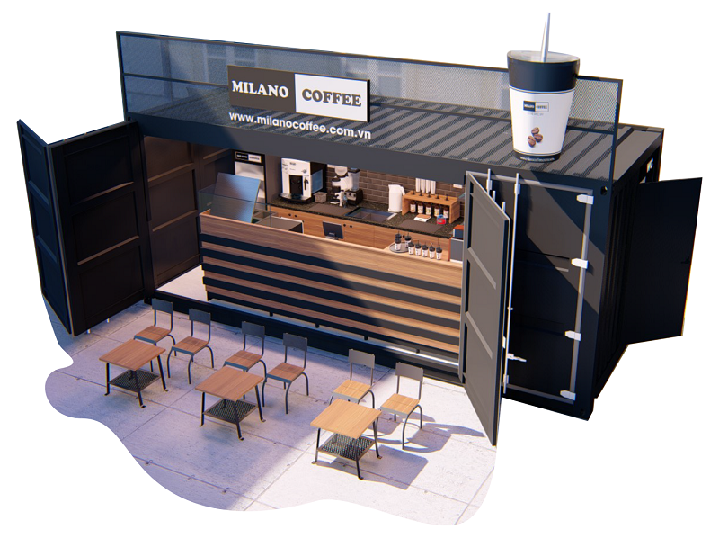 Mô hình cafe Milano Container độc đáo