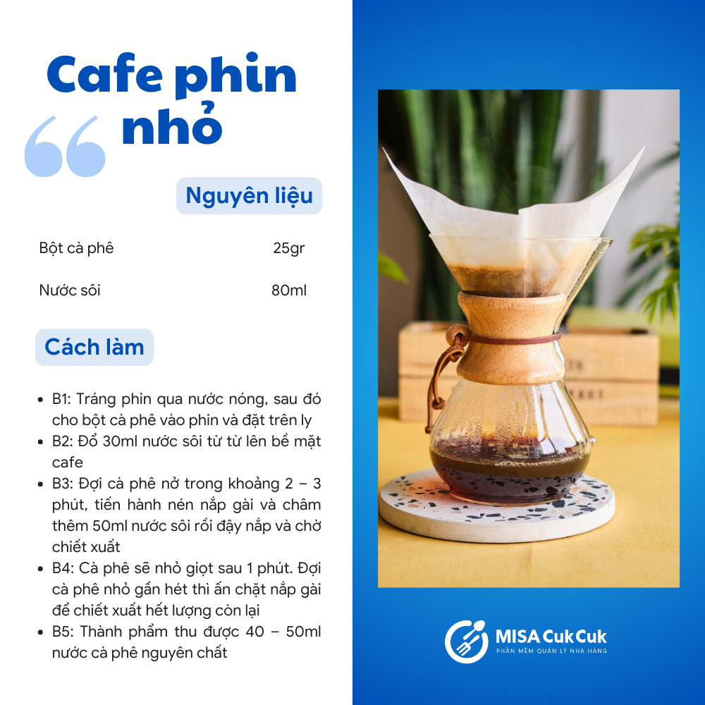 Cách pha cafe phin nhỏ