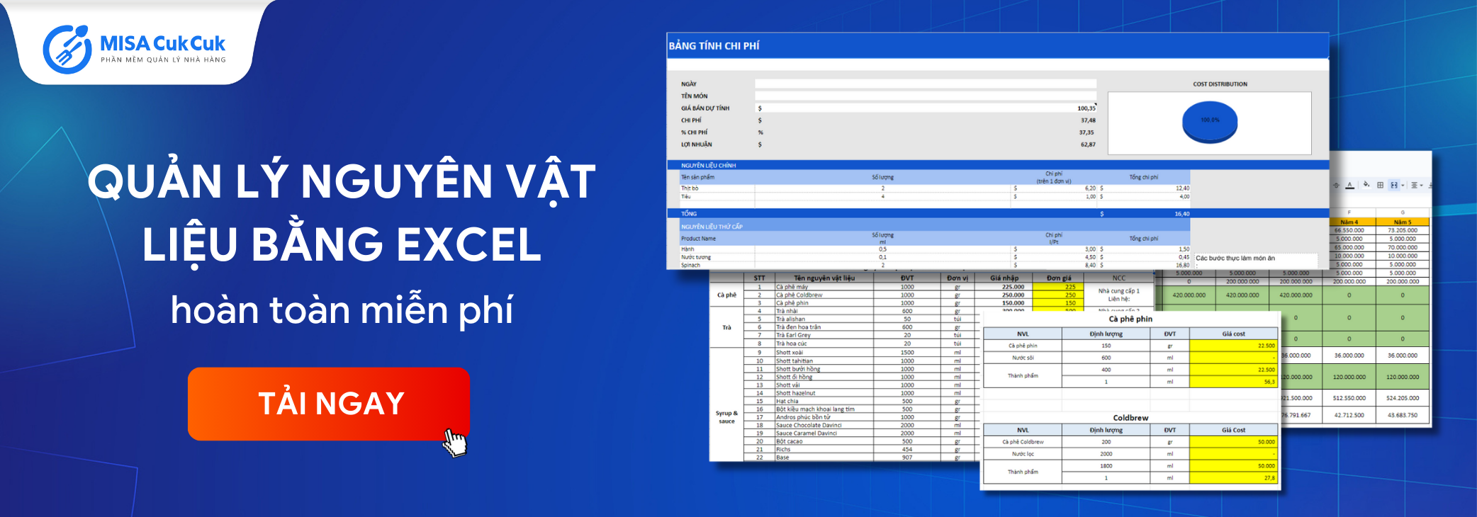 Tải miễn phí file quản lý nguyên vật liệu bằng excel