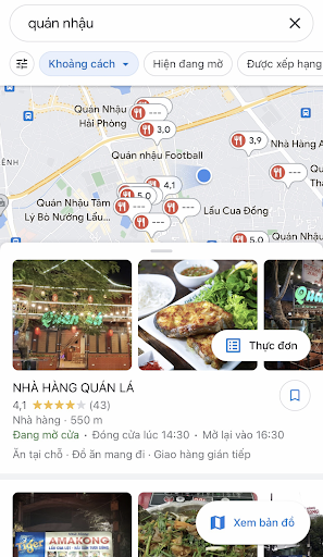 Quảng cáo quán nhậu trên Google Maps