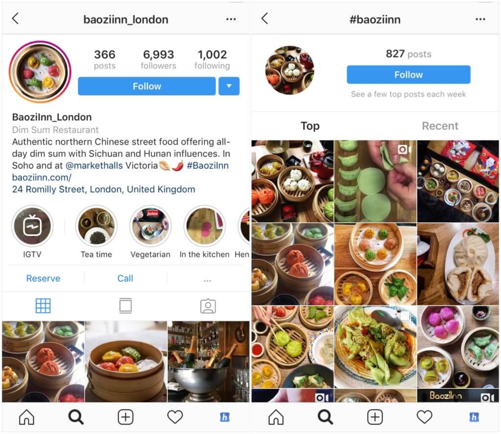 marketing nhà hàng trên Instagram