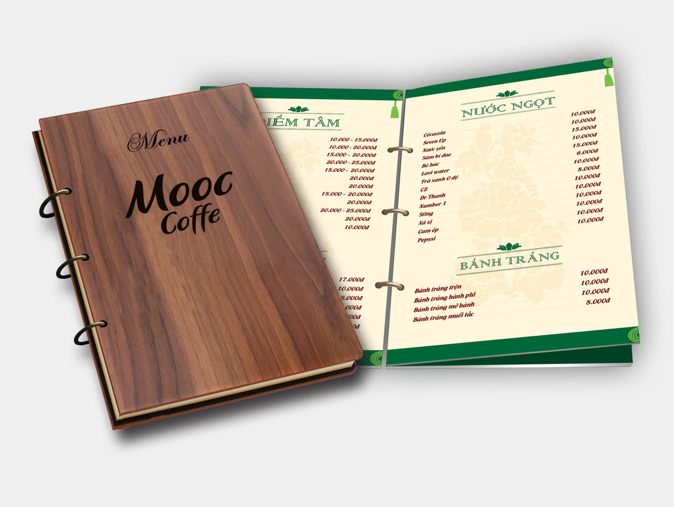 menu bìa gỗ