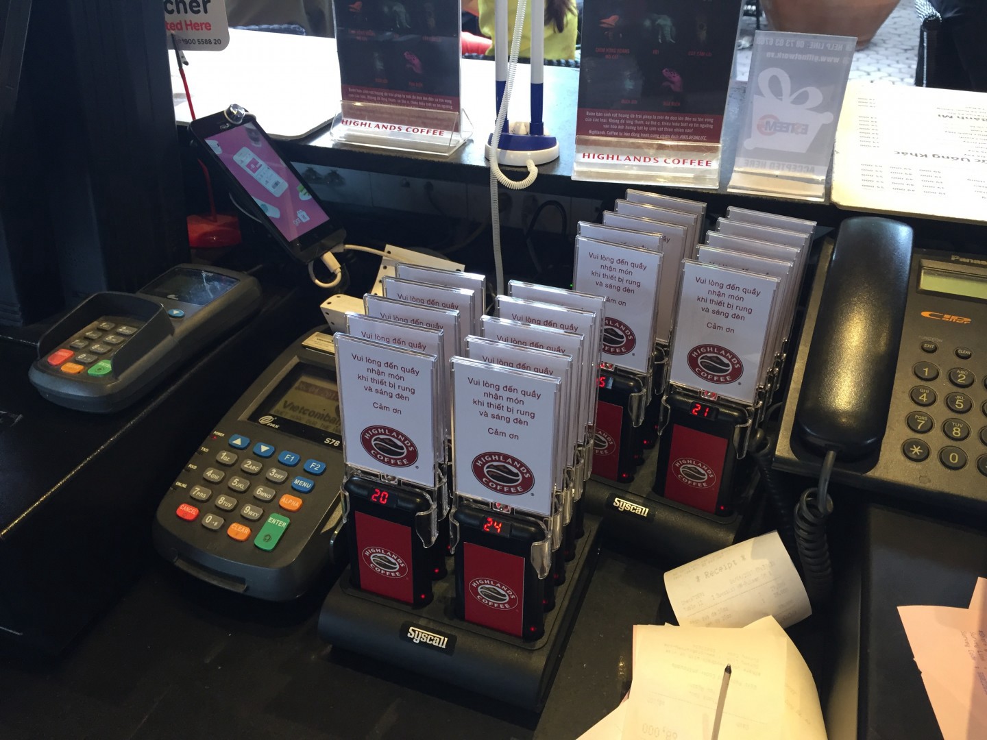 Thẻ báo rung tự phục vụ máy móc công cụ quán cà phê