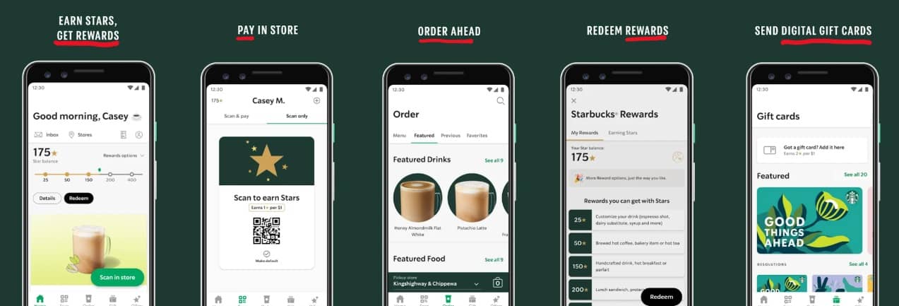 Chức năng giao dịch trong ap Starbucks