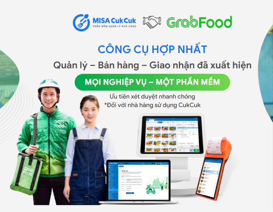 Phần mềm tính tiền nhà hàng kết nối Grabfood