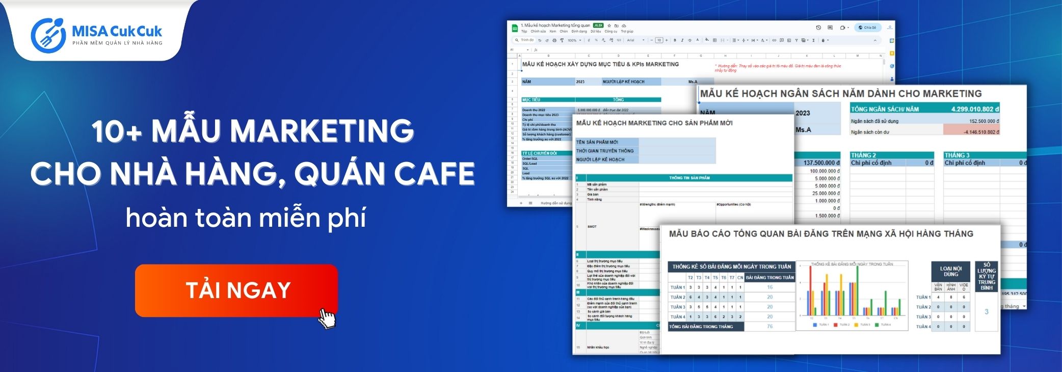 10 file mẫu Excel Marketing cho nhà hàng, quán cafe