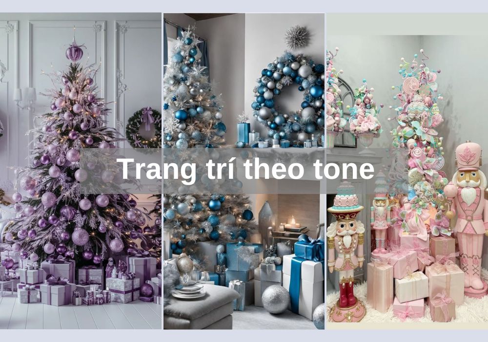 Trang trí Noel quán cafe theo tone màu