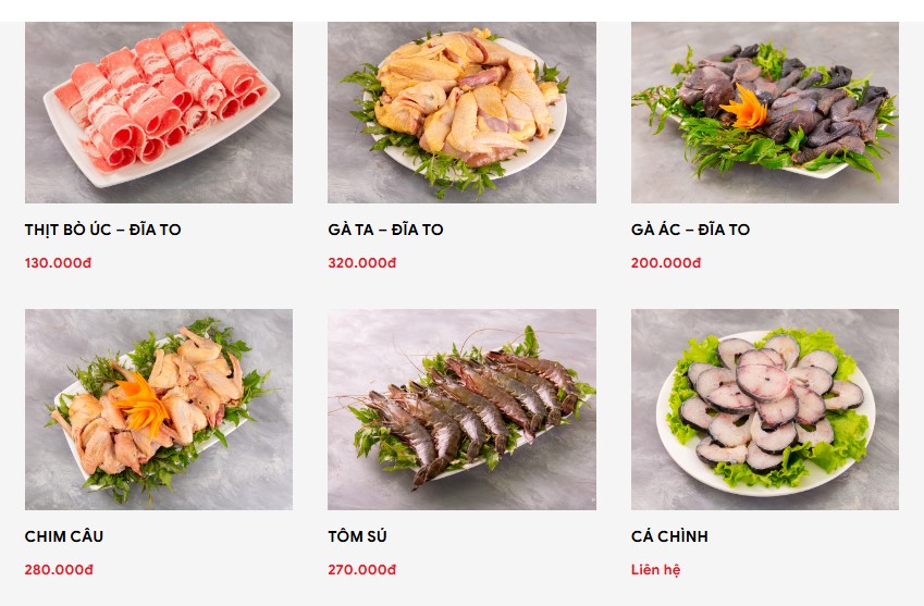 Các món thịt menu Lẩu nấm Gia Khánh