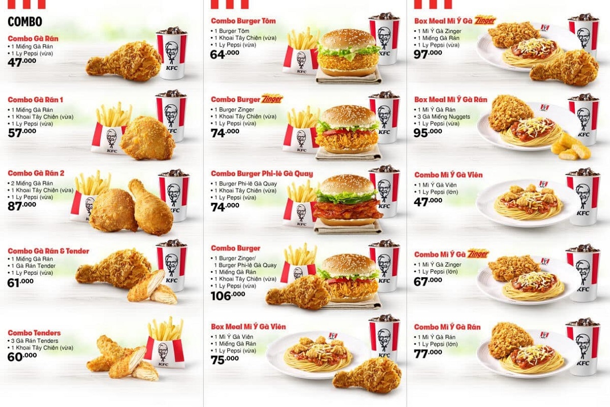 KFC tạo các gói combo