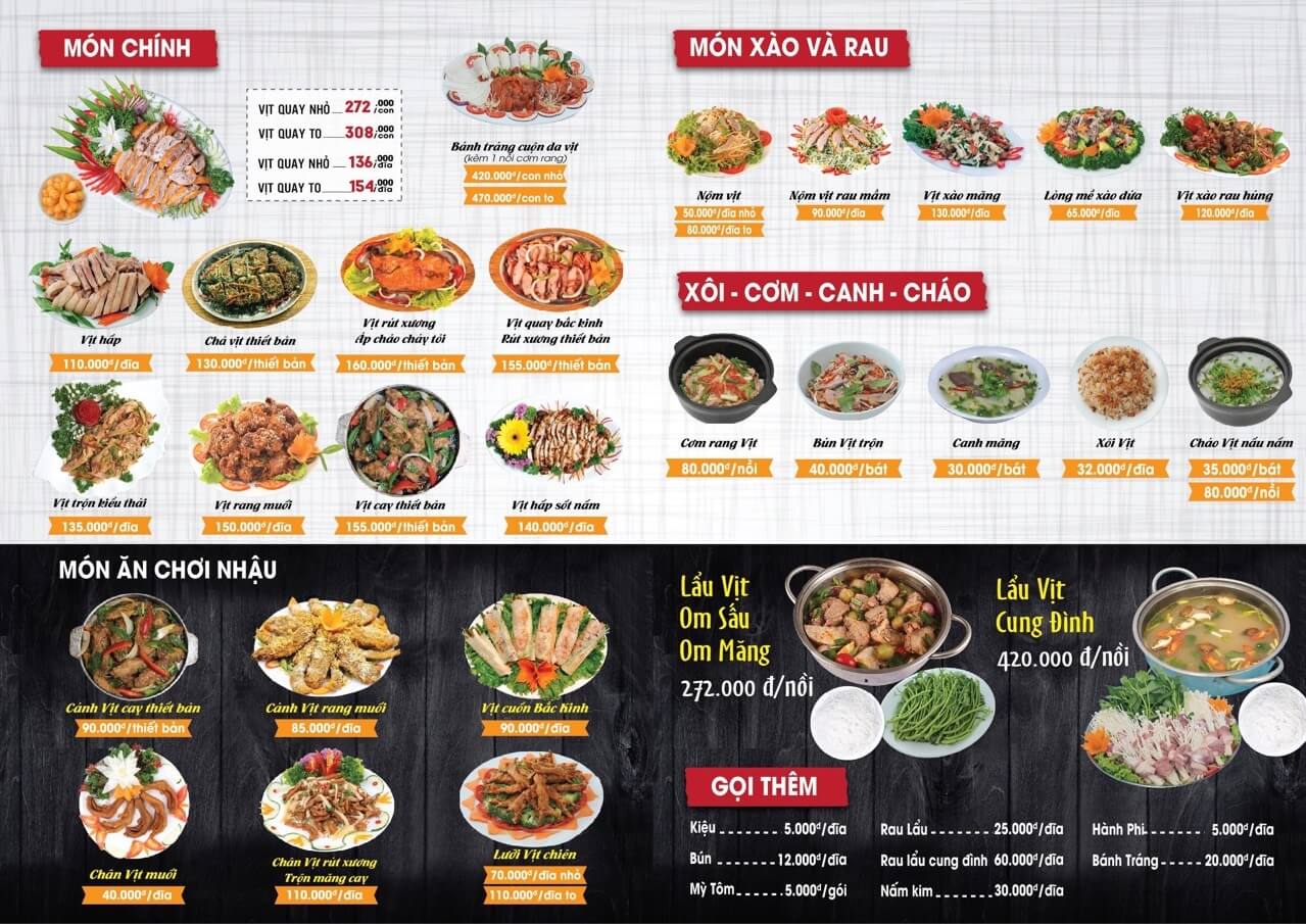 Menu Vịt 29 có gì? 