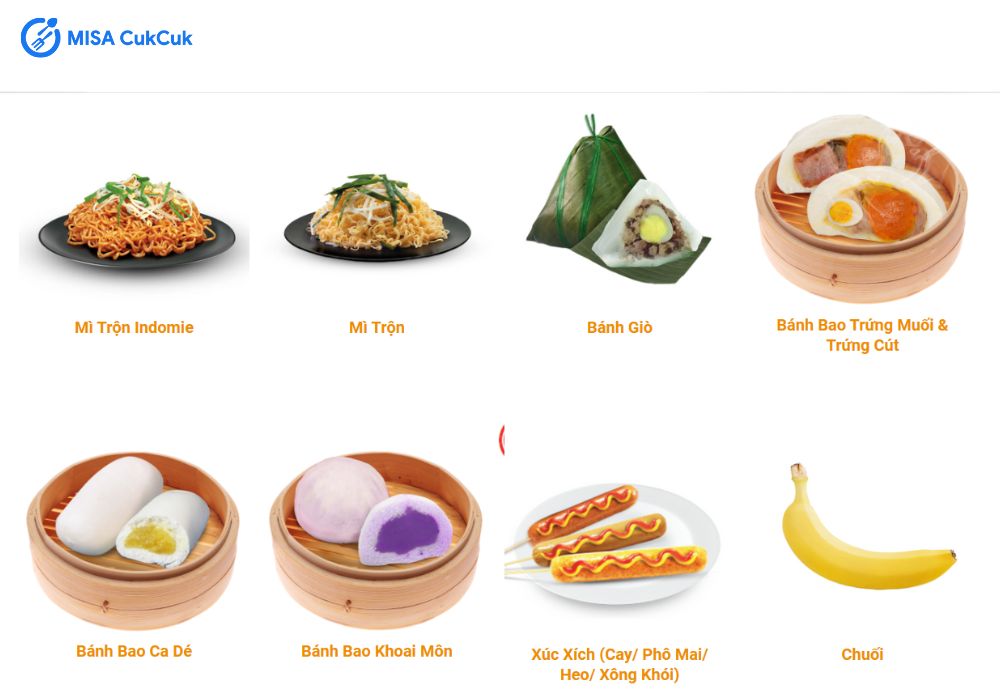 Menu đồ ăn tại Circle K 