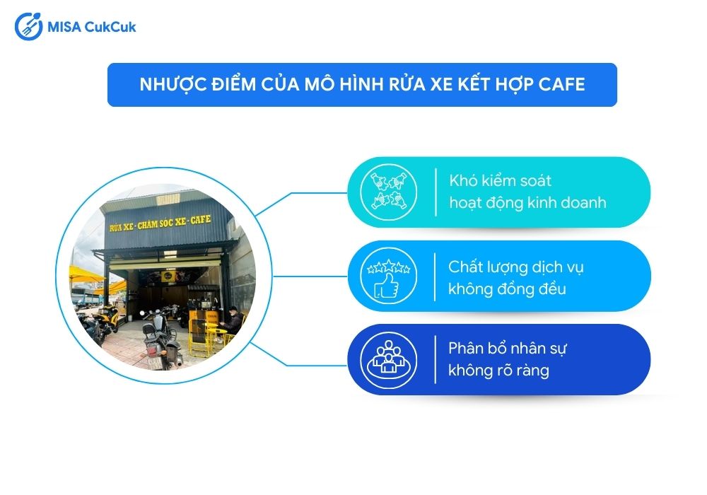 Nhược điểm của mô hình rửa xe kết hợp cafe